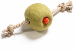 Awoo Felt & Rope Pimento Olive Dog Toy, Green