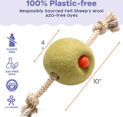 Awoo Felt & Rope Pimento Olive Dog Toy, Green slide 2 of 7