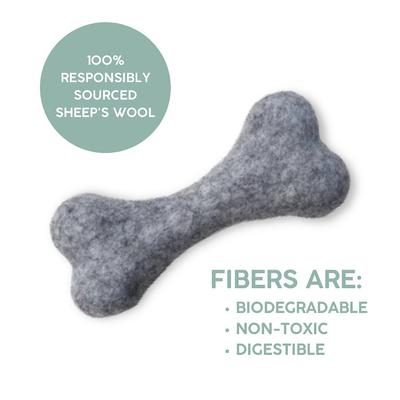 Show full view: Awoo Felt Toy Bones Dog Toy, bundle of 2, Grey slide 6 of 7