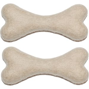 Awoo Felt Toy Bones Dog Toy, bundle of 2, Oat