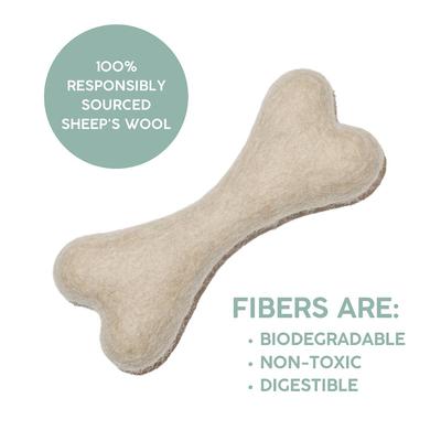 Show full view: Awoo Felt Toy Bones Dog Toy, bundle of 2, Oat slide 6 of 8