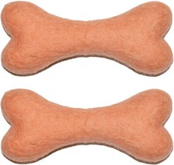 Awoo Felt Toy Bones Dog Toy, bundle of 2, Peach