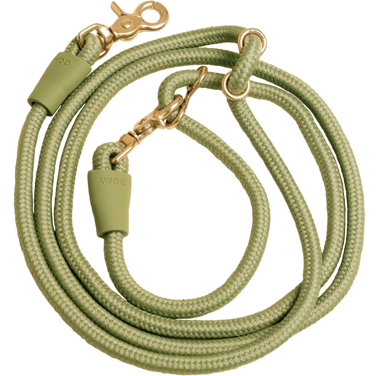 Awoo Infinity Standard Dog Leash, 7-ft long, Olive