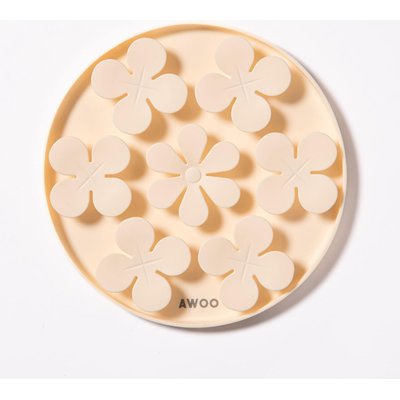 Awoo Awoo Meadow Snuffle Mat Silicone Dog & Cat Lick Mat Slow Feeder, Almond