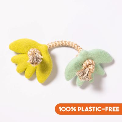 Show full view: Awoo Turtle Doves Felt & Rope Dog Tug Toy, Lime/Aqua slide 1 of 6