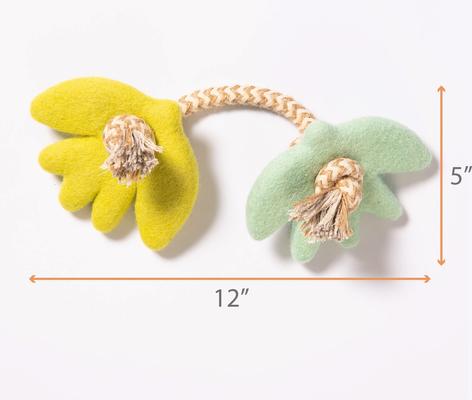 Show full view: Awoo Turtle Doves Felt & Rope Dog Tug Toy, Lime/Aqua slide 3 of 6