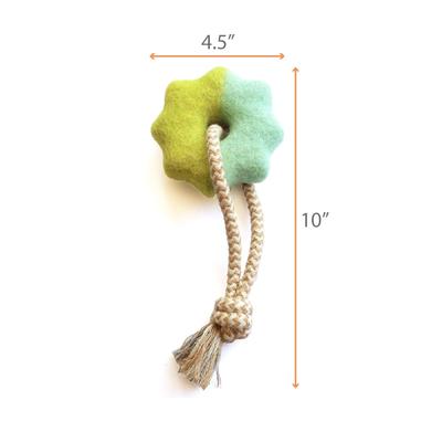 Show full view: Awoo Wheely Good Time Felt & Cotton Jute Rope Dog Tug Toy, Lime/Aqua slide 3 of 6