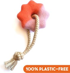 Awoo Wheely Good Time Felt & Cotton Jute Rope Dog Tug Toy, Orange/Pink