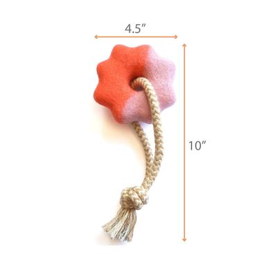 Show full view: Awoo Wheely Good Time Felt & Cotton Jute Rope Dog Tug Toy, Orange/Pink slide 2 of 5