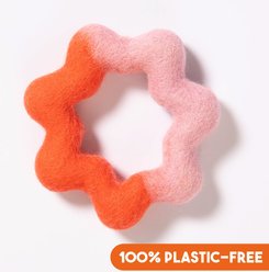 Awoo Wiggle Ring Felt Dog Tug Toy, Orange/Pink