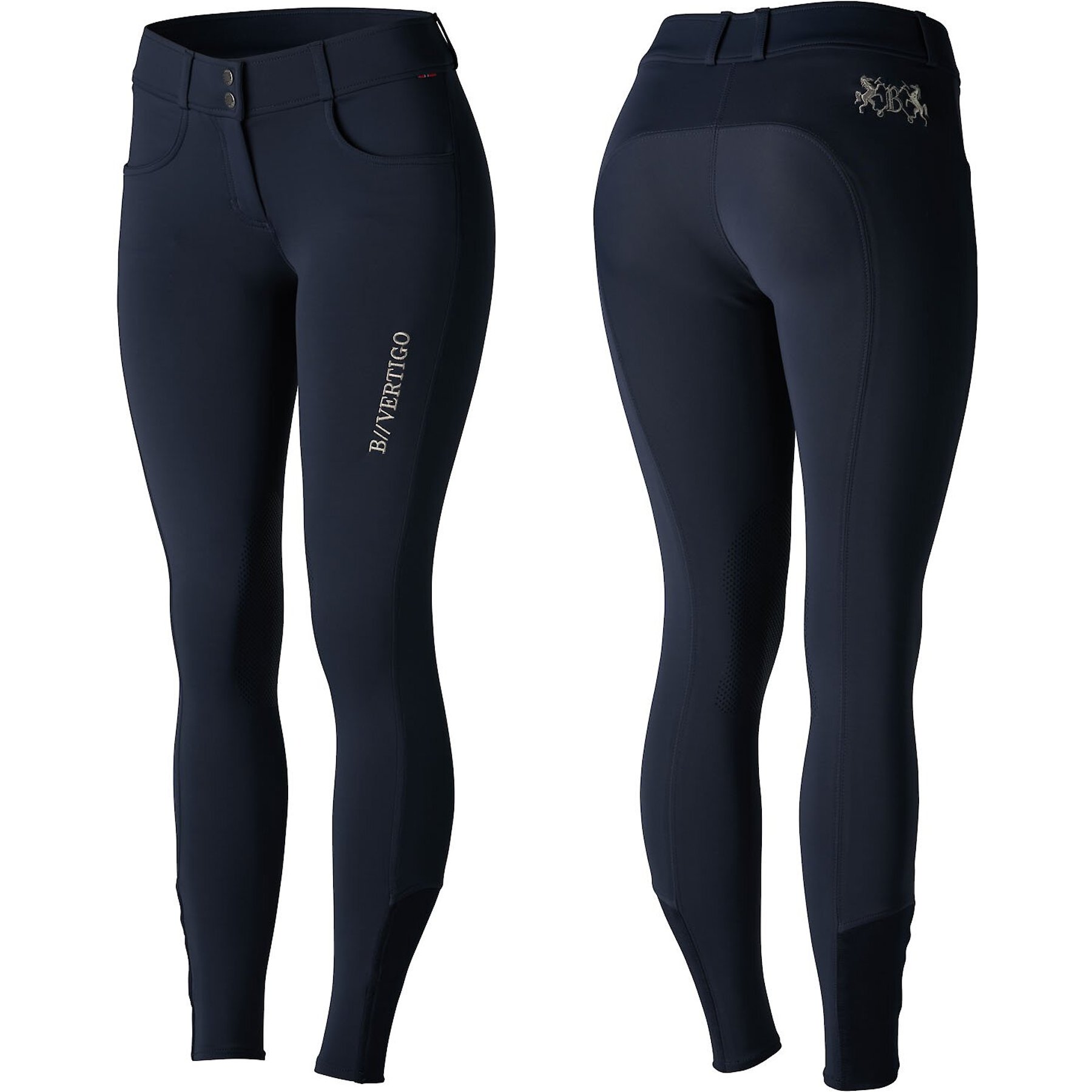 B Vertigo Meghan Womens Silicone Knee Patch Breeches, Dark Navy, 22