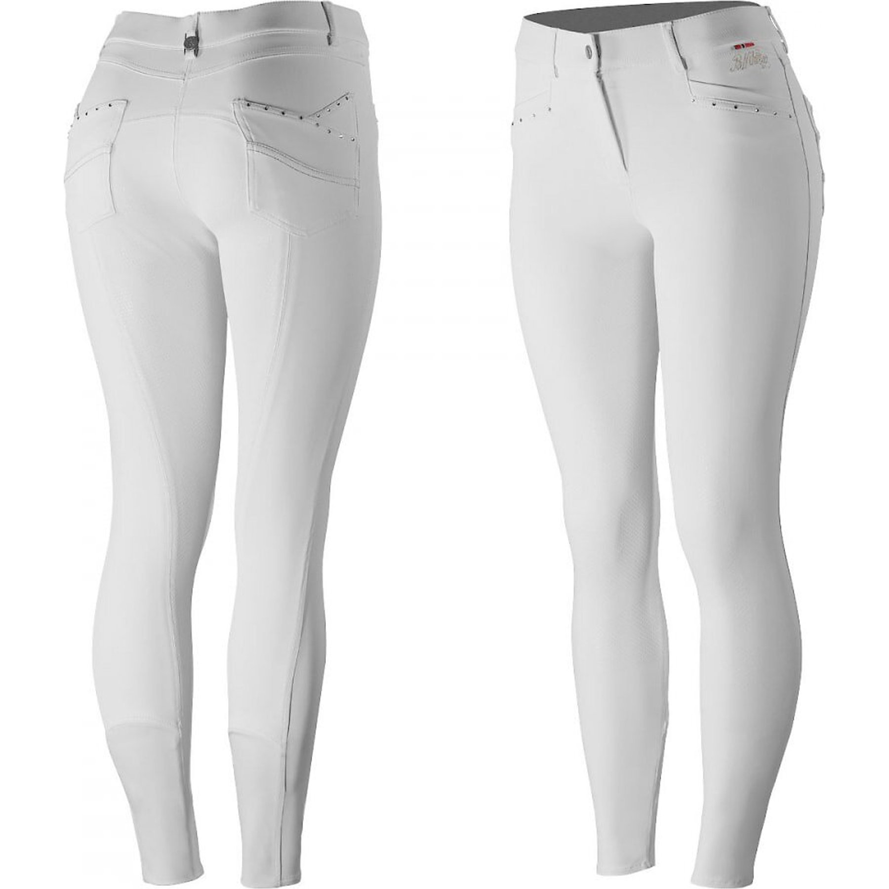 B Vertigo Womens Olivia Silicone Full Seat Breeches, Bright White, 22