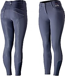 B Vertigo Womens Olivia Silicone Full Seat Breeches, Dark Navy, 28
