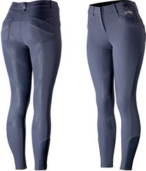 B Vertigo Womens Olivia Silicone Full Seat Breeches, Dark Navy, 32