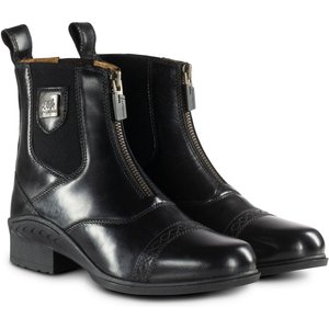 B Vertigo Womens Saturn Front-Zip Leather Paddock Boots, Black, 8.5