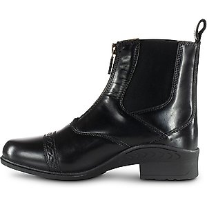 B Vertigo Womens Saturn Front-Zip Leather Paddock Boots, Black, 8.5