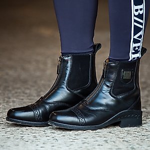 B Vertigo Womens Saturn Front-Zip Leather Paddock Boots, Black, EU 40