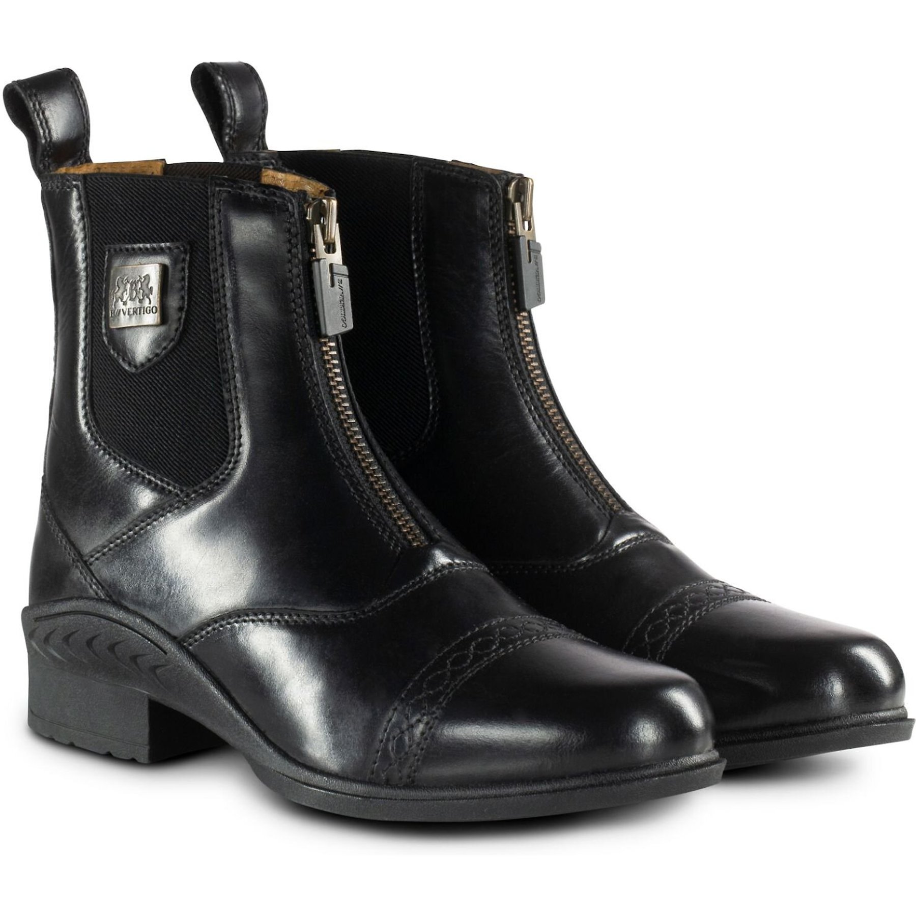 B Vertigo Womens Saturn Front-Zip Leather Paddock Boots, Black, EU 42