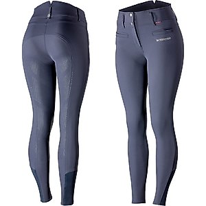 B Vertigo Womens Tiffany Silicone Full Seat Breeches, Dark Navy, 28
