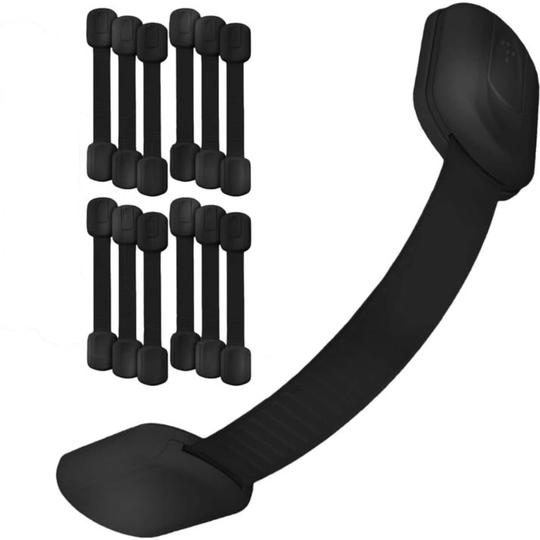 Baby Proof Me Adjustable Strap Dog & Cat Cabinet Lock, Black, 12 count