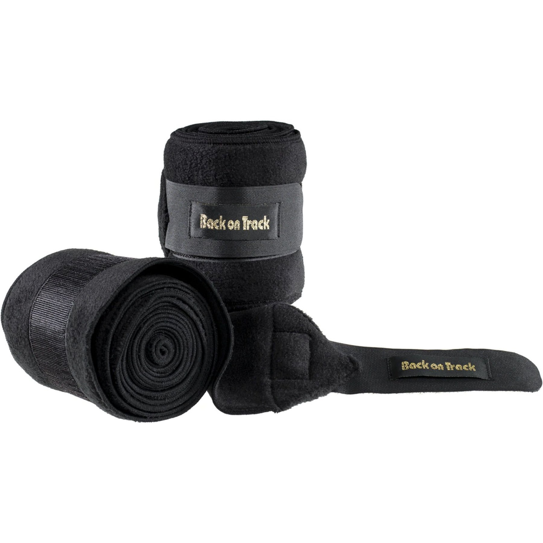 Back on Track Polo Fleece Horse Leg Wraps, Black, 11-ft