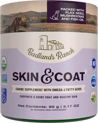 Show full view: Badlands Ranch Healthy Support Skin & Coat Powder Supplement for Dogs, 3.17-oz can slide 1 of 6