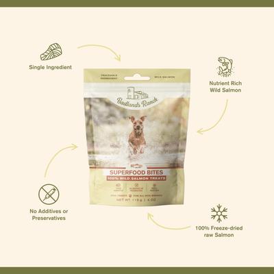 Show full view: Badlands Ranch Salmon Grain-Free Freeze-Dried Raw Dog Treats, 4-oz bag slide 5 of 7