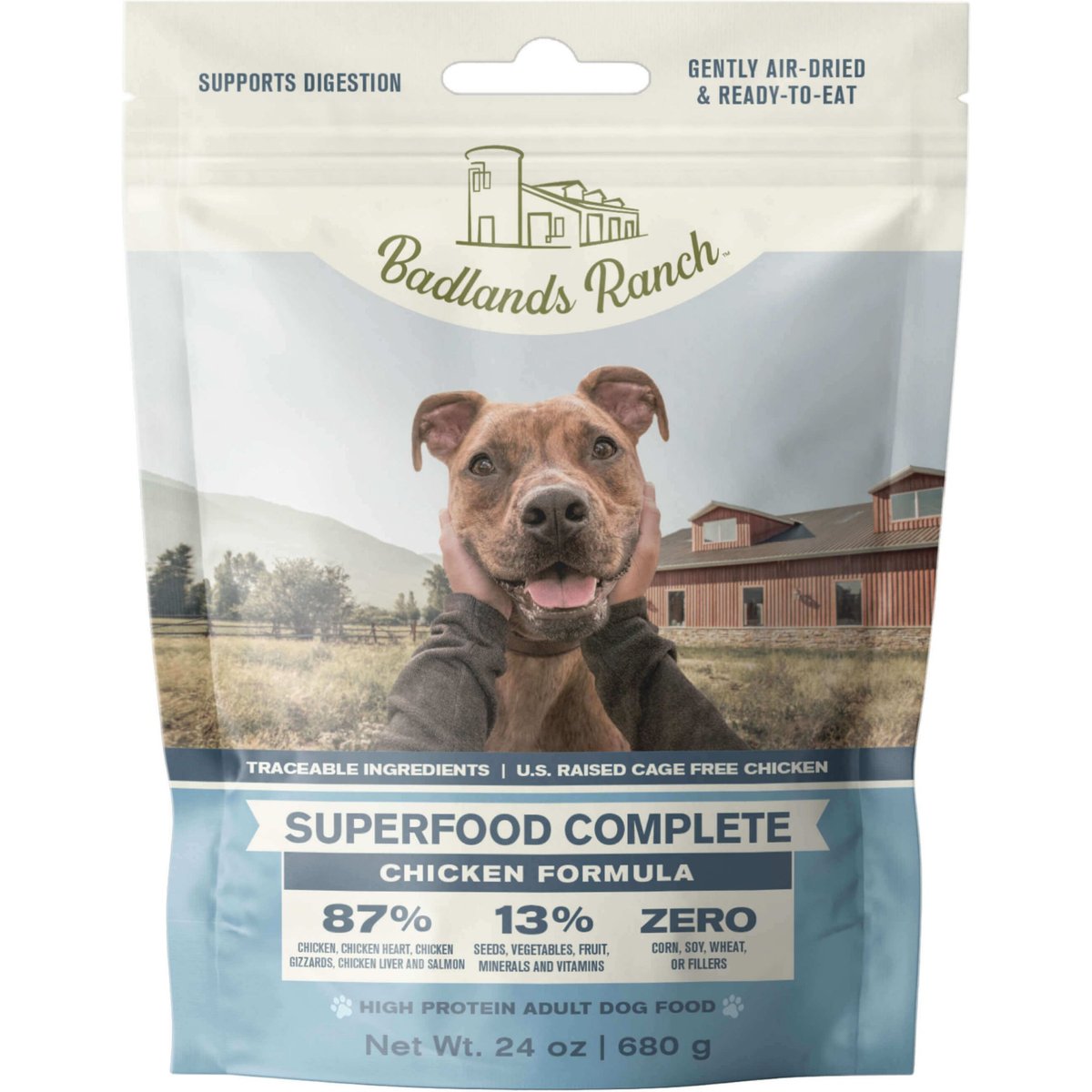 Badlands Ranch Superfood Complete Grain-Free Chicken Air-Dried Dog Food, 24-oz bag