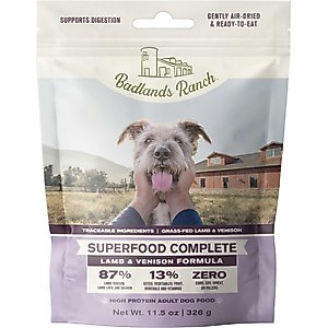 Badlands Ranch Superfood Complete Grain-Free Lamb & Venison Air-Dried Dog Food, 11.5-oz bag