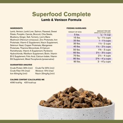 Show full view: Badlands Ranch Superfood Complete Grain-Free Lamb & Venison Air-Dried Dog Food, 64-oz bag slide 6 of 8