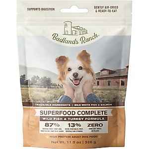 Badlands Ranch Superfood Complete Grain-Free Wild Fish & Turkey Air-Dried Dog Food, 11.5-oz bag