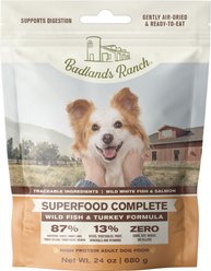 Badlands Ranch Superfood Complete Grain-Free Wild Fish & Turkey Air-Dried Dog Food, 24-oz bag