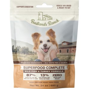 Badlands Ranch Superfood Complete Grain-Free Wild Fish & Turkey Air-Dried Dog Food, 24-oz bag