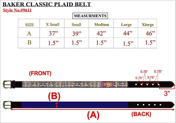Baker Ladies Classic Plaid Belt