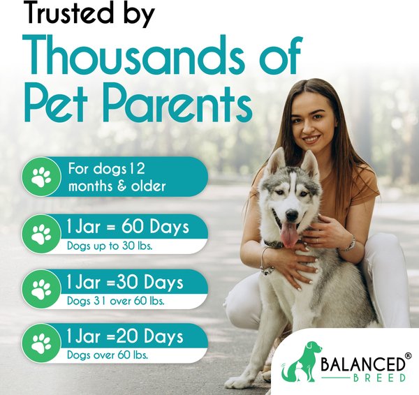 Show full view: Balanced Breed Canine Probiotic & Odor Control Natural Pumpkin Flavored Soft Chew Digestive Aid Supplement for Dogs, 60 count slide 7 of 10