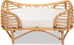 bali & pari Marcy Rattan with Cushion Dog & Cat Bed, Natural Brown & White slide 2 of 9