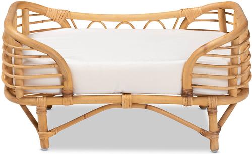 Show full view: bali & pari Marcy Rattan with Cushion Dog & Cat Bed, Natural Brown & White slide 2 of 9