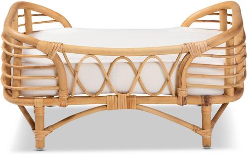 Show full view: bali & pari Marcy Rattan with Cushion Dog & Cat Bed, Natural Brown & White slide 4 of 9