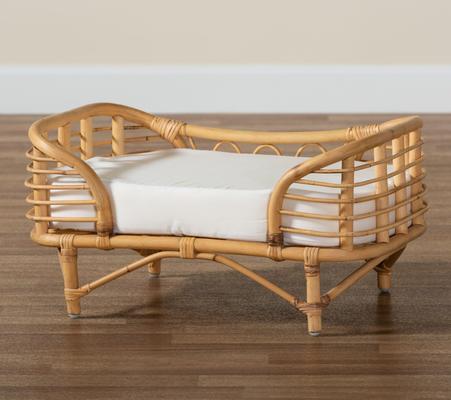 Show full view: bali & pari Marcy Rattan with Cushion Dog & Cat Bed, Natural Brown & White slide 8 of 9