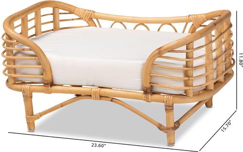 Show full view: bali & pari Marcy Rattan with Cushion Dog & Cat Bed, Natural Brown & White slide 9 of 9