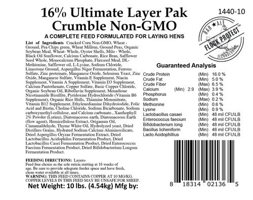 Show full view: Bar ALE 16% Ultimate Layer Pak Crumble Non-GMO Chicken Treats, 10-lb bag slide 4 of 6