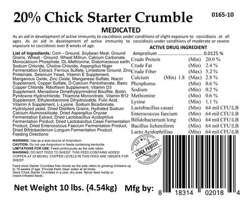 Show full view: Bar ALE 20% Protein Medicated Chick Starter Crumble Chicken Feed, 10-lb bag slide 4 of 5