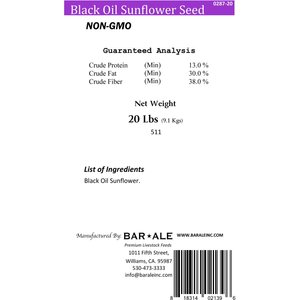 Bar ALE Non-GMO Black Oil Sunflower Seed Wild Bird Food, 20-lb bag