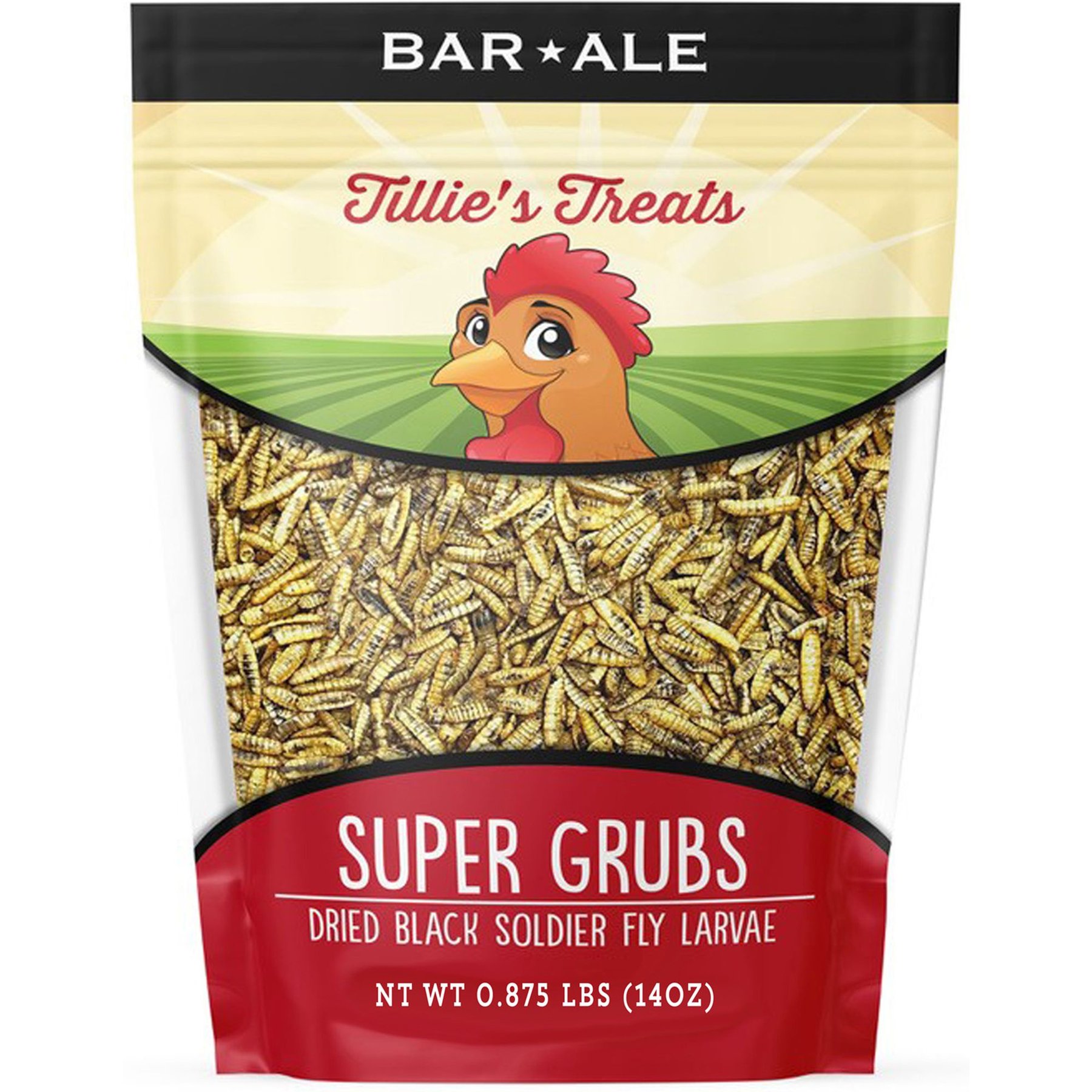 Bar ALE Super Grubs Dried Black Soldier Fly Larvae Chicken Treats, 14-oz bag