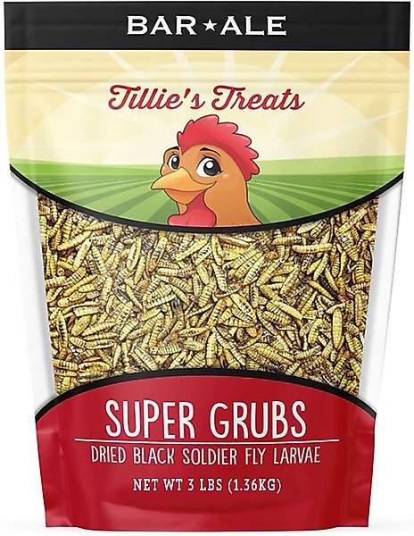 Show full view: Bar ALE Super Grubs Dried Black Soldier Fly Larvae Chicken Treats, 3-lb bag slide 1 of 3