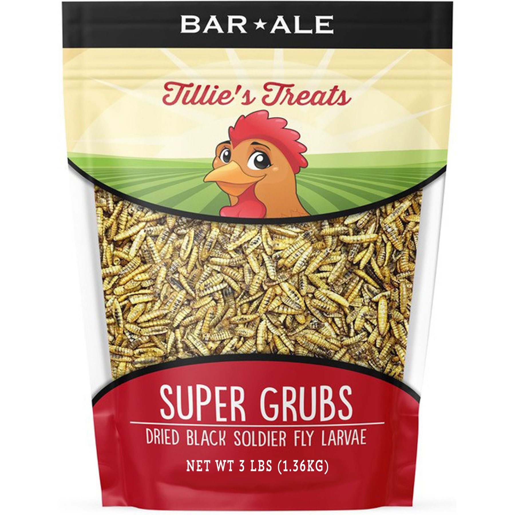 Bar ALE Super Grubs Dried Black Soldier Fly Larvae Chicken Treats, 3-lb bag