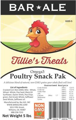 Show full view: Bar ALE Tillie's Treats Non-GMO Omega3 Poultry Snack Pak Chicken Treats, 5-lb bag slide 4 of 4
