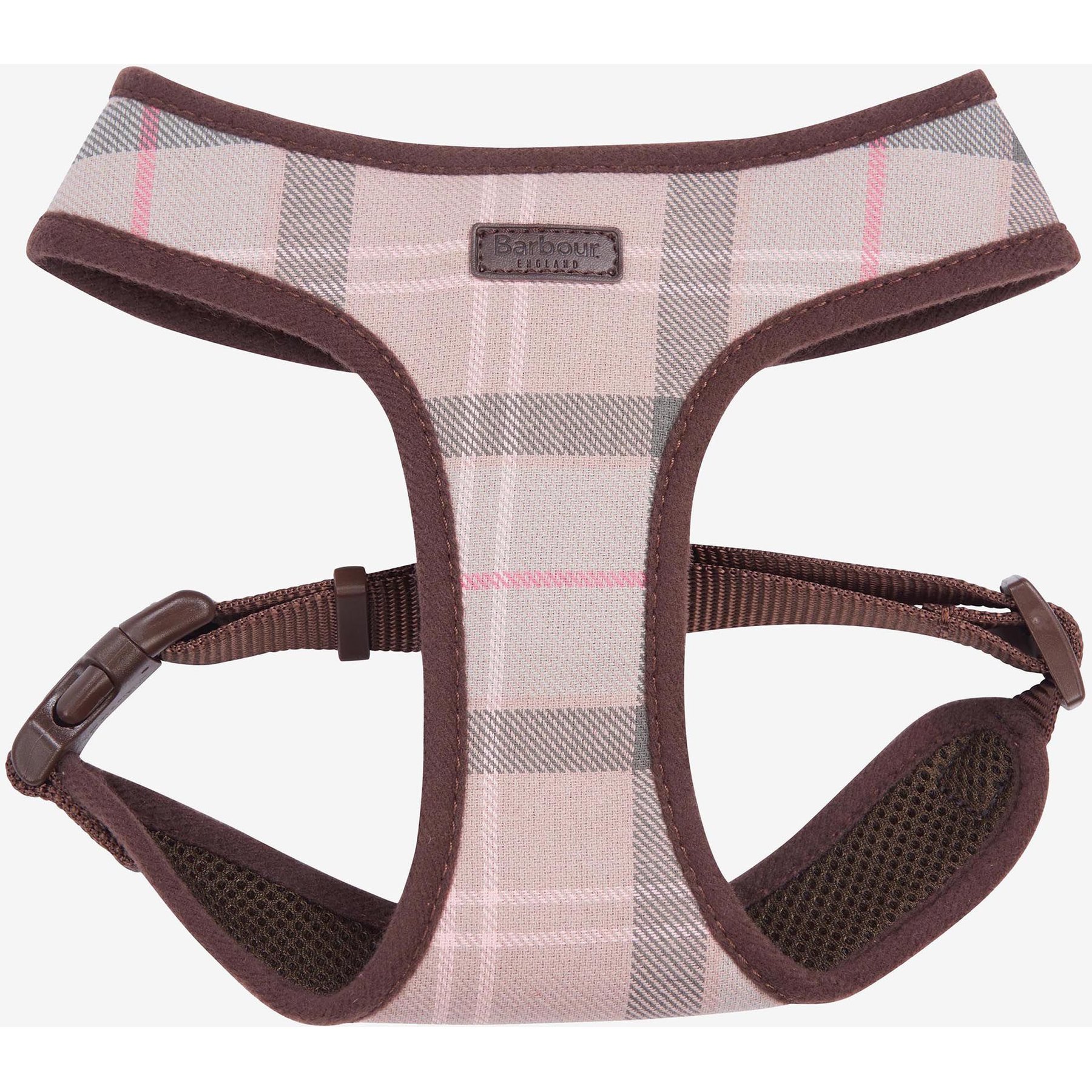 Barbour Dog Harness, Taupe/Pink Tartan, Large: 21 to 29-in chest