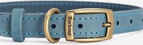 Show full view: Barbour Leather Dog Collar, Blue, Small: 16-in neck, 1/2-in wide slide 2 of 5