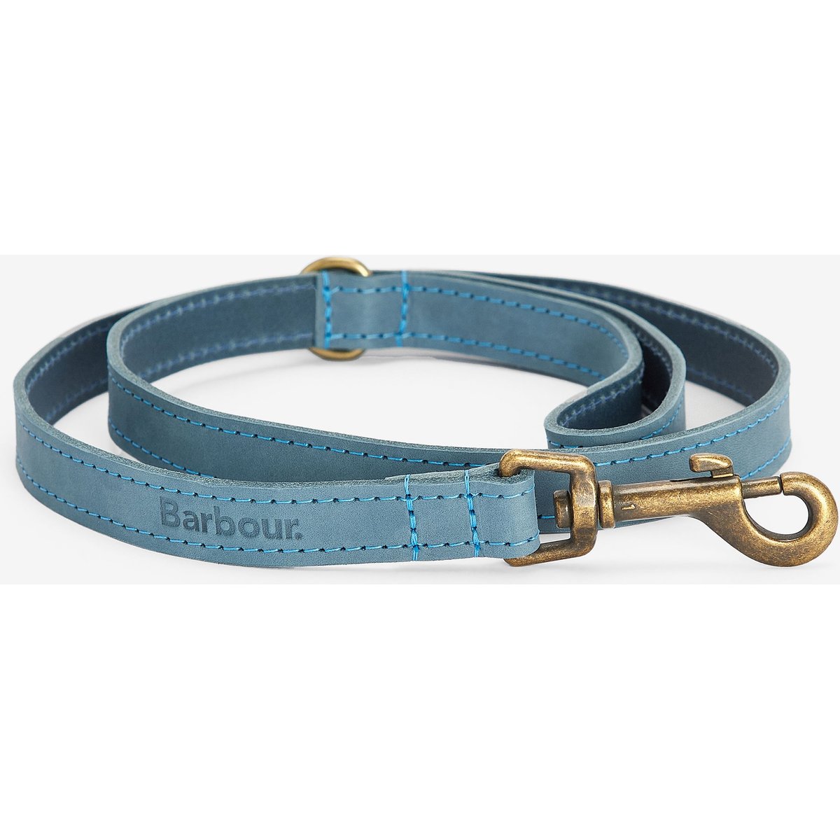 Barbour Leather Dog Leash, 3-ft long, 1/2-in wide, Blue